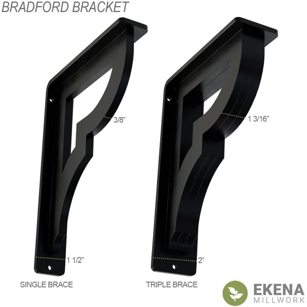 Bradford Wrought Iron Bracket, (Single Center Brace), Antiqued Warm Silver 1 1/2W X 7 1/2D X 10H